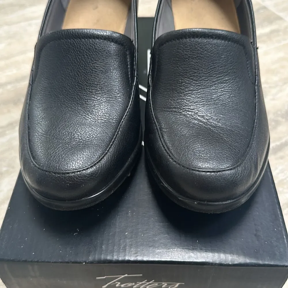 Trotters Marche black leather slip on shoes 9 1/2 W